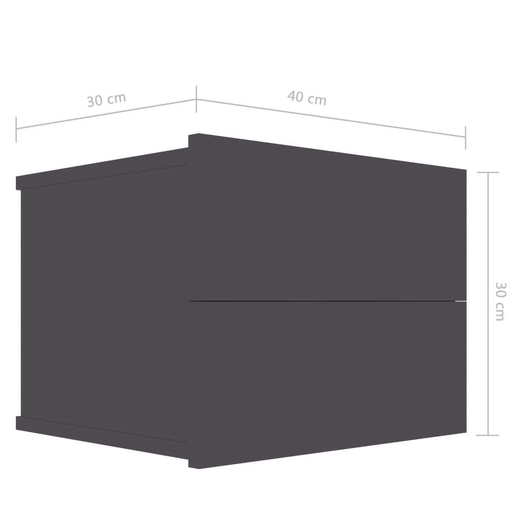 vidaXL sengeskabe 2 stk. 40x30x30 cm spånplade grå