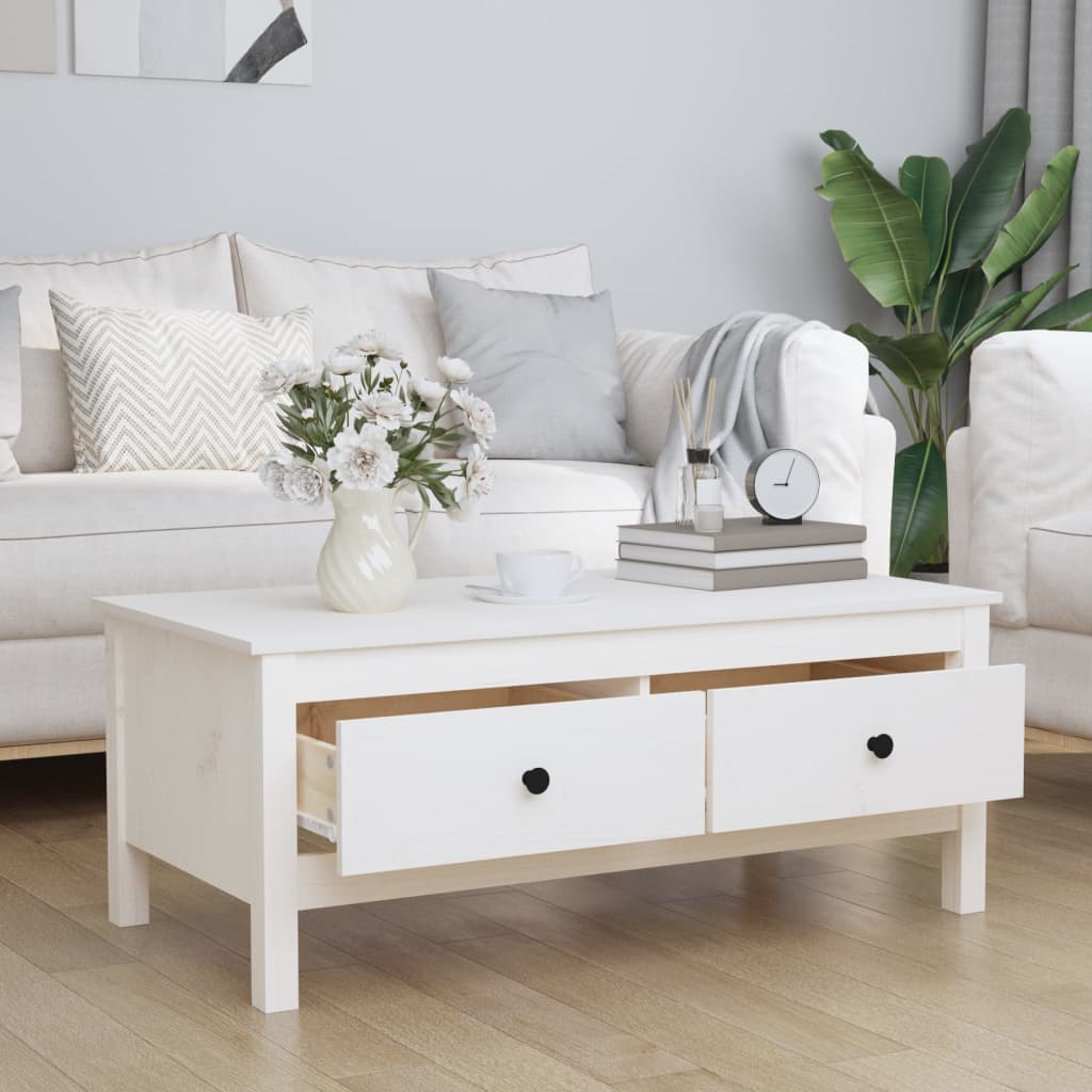 vidaXL sofabord 100x50x40 cm massivt fyrretræ hvid