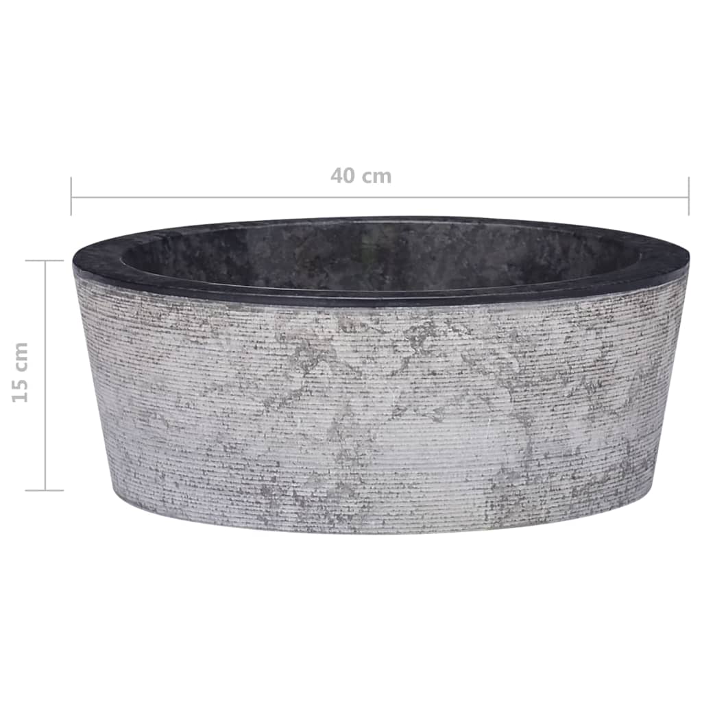 vidaXL håndvask Ø40x15 cm marmor sort