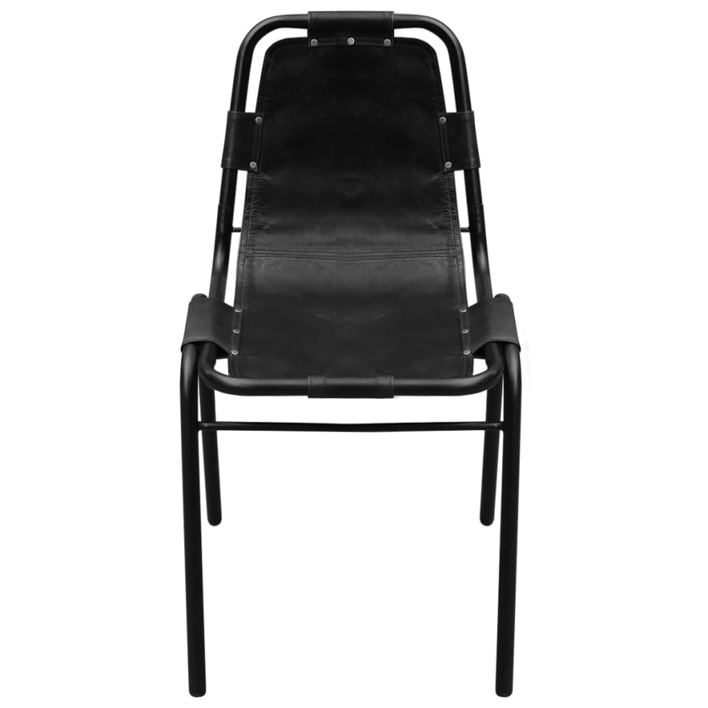 vidaXL spisebordsstole 2 stk. ægte læder sort