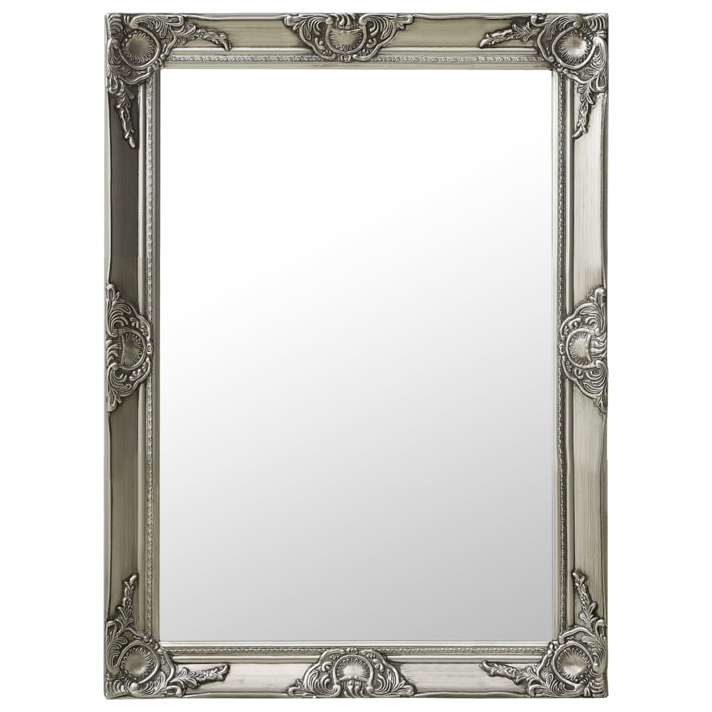 vidaXL vægspejl barokstil 60x80 cm sølvfarvet