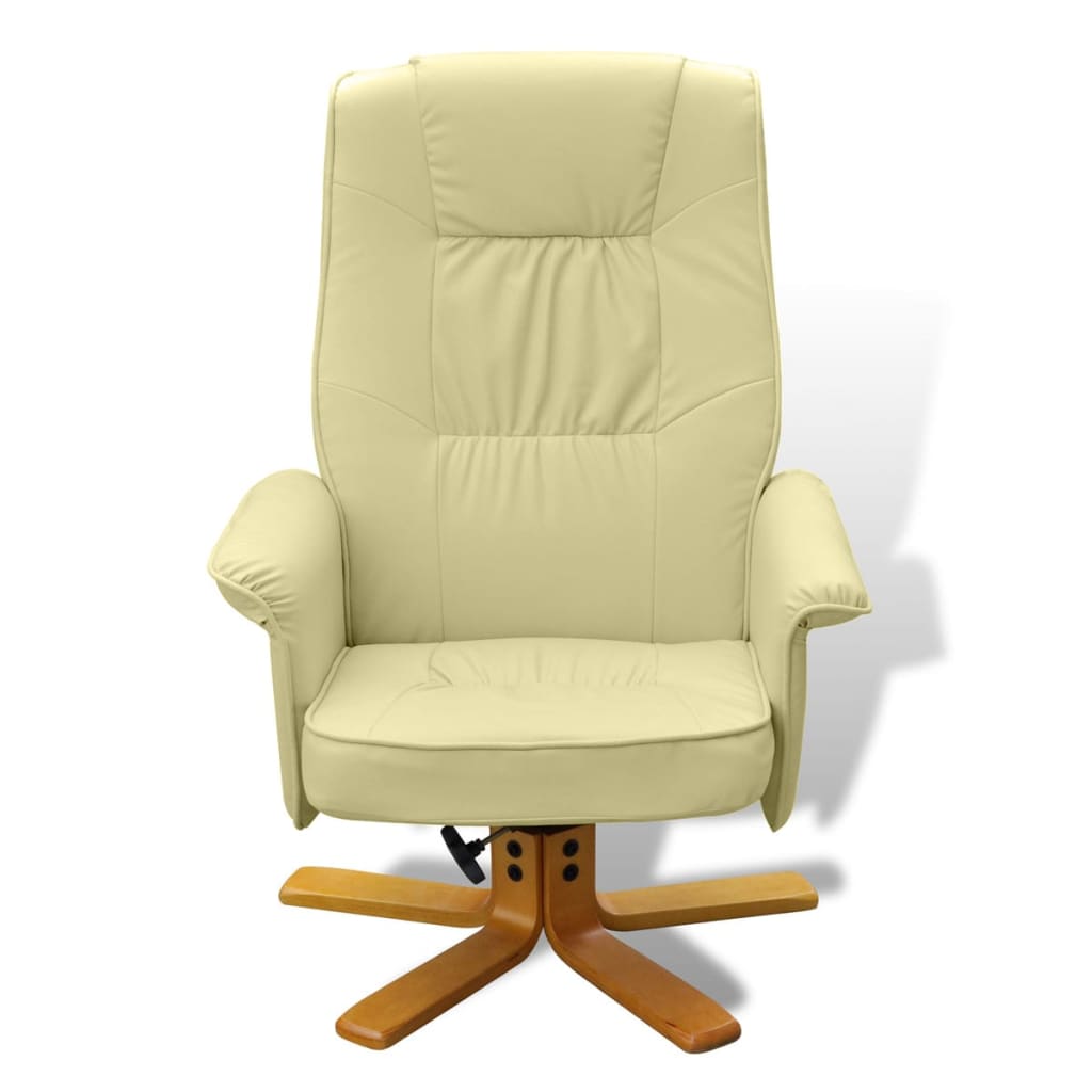 vidaXL lænestol med fodskammel kunstlæder cremefarvet