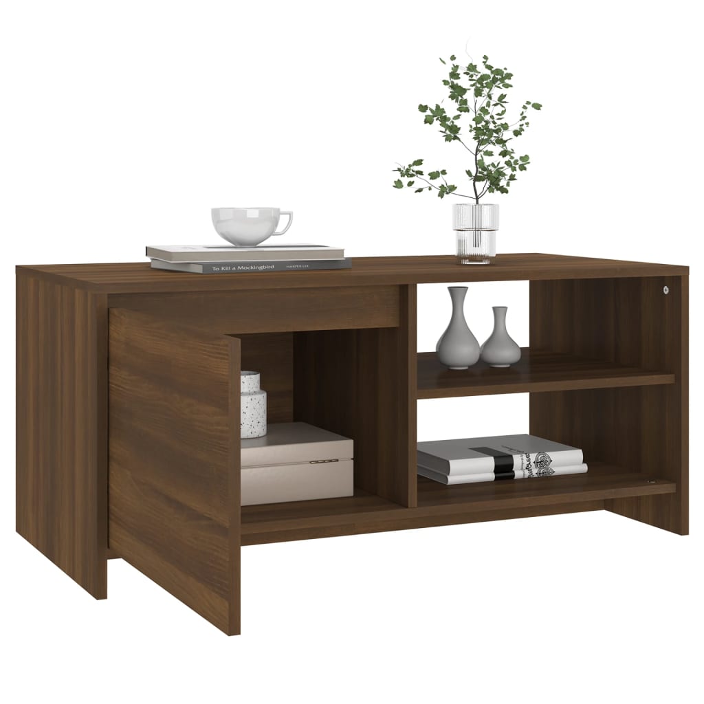 vidaXL sofabord 102x50x45 cm konstrueret træ brun egetræsfarve