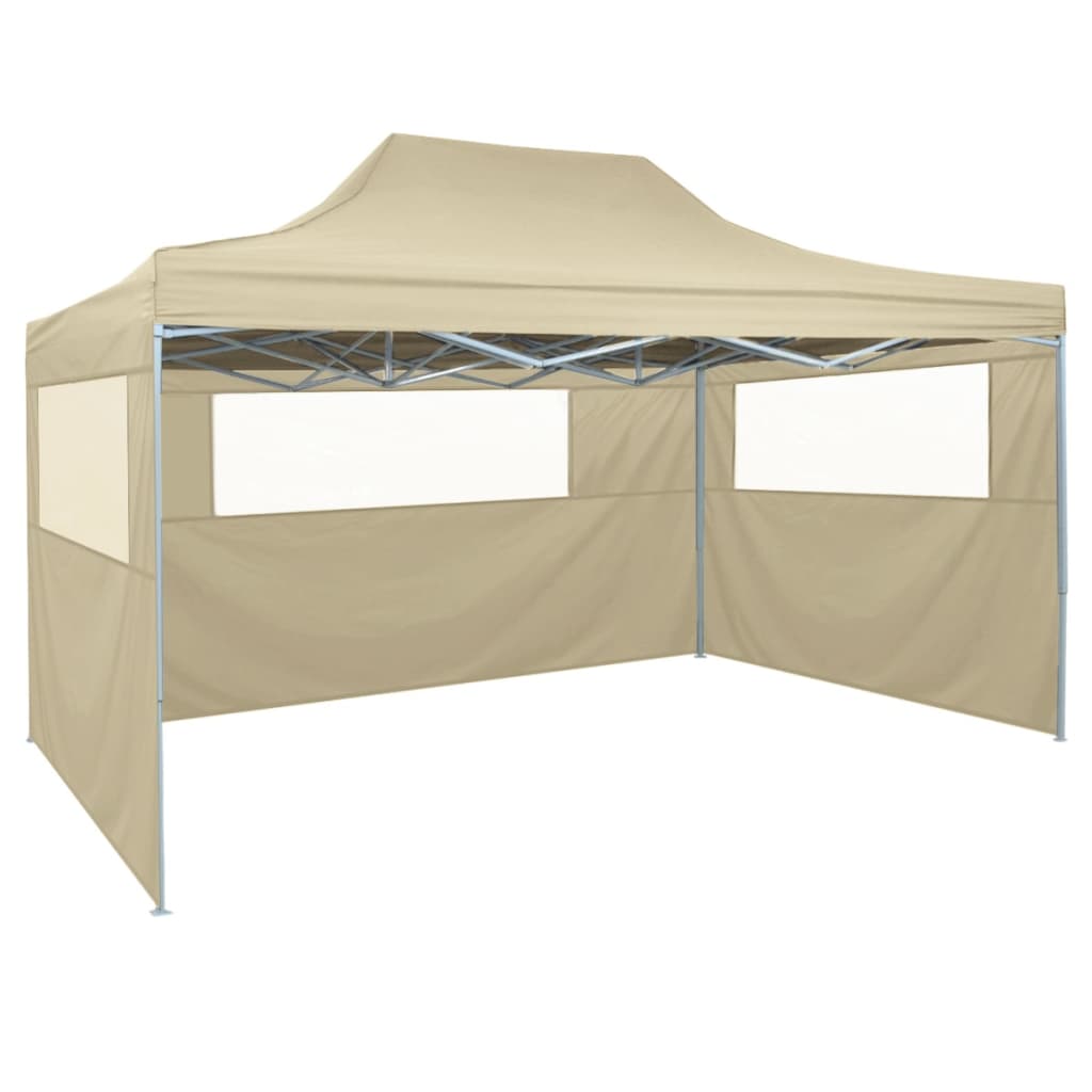 vidaXL foldbart telt med 3 vægge 3 x 4,5 m cremefarvet