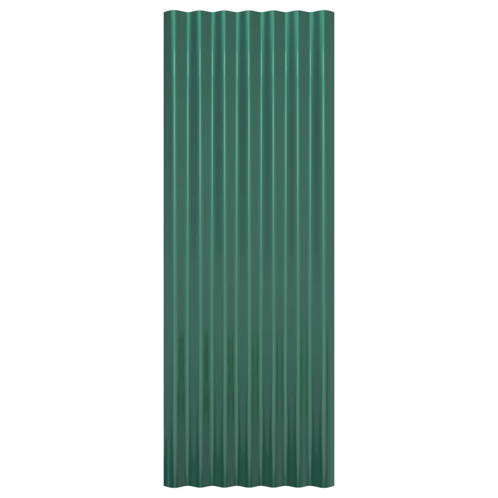 vidaXL tagplader 12 stk. 100x36 cm pulverlakeret stål grøn