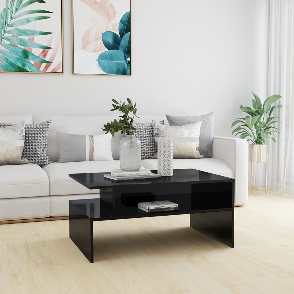 vidaXL sofabord 90x60x42,5 cm konstrueret træ sort højglans