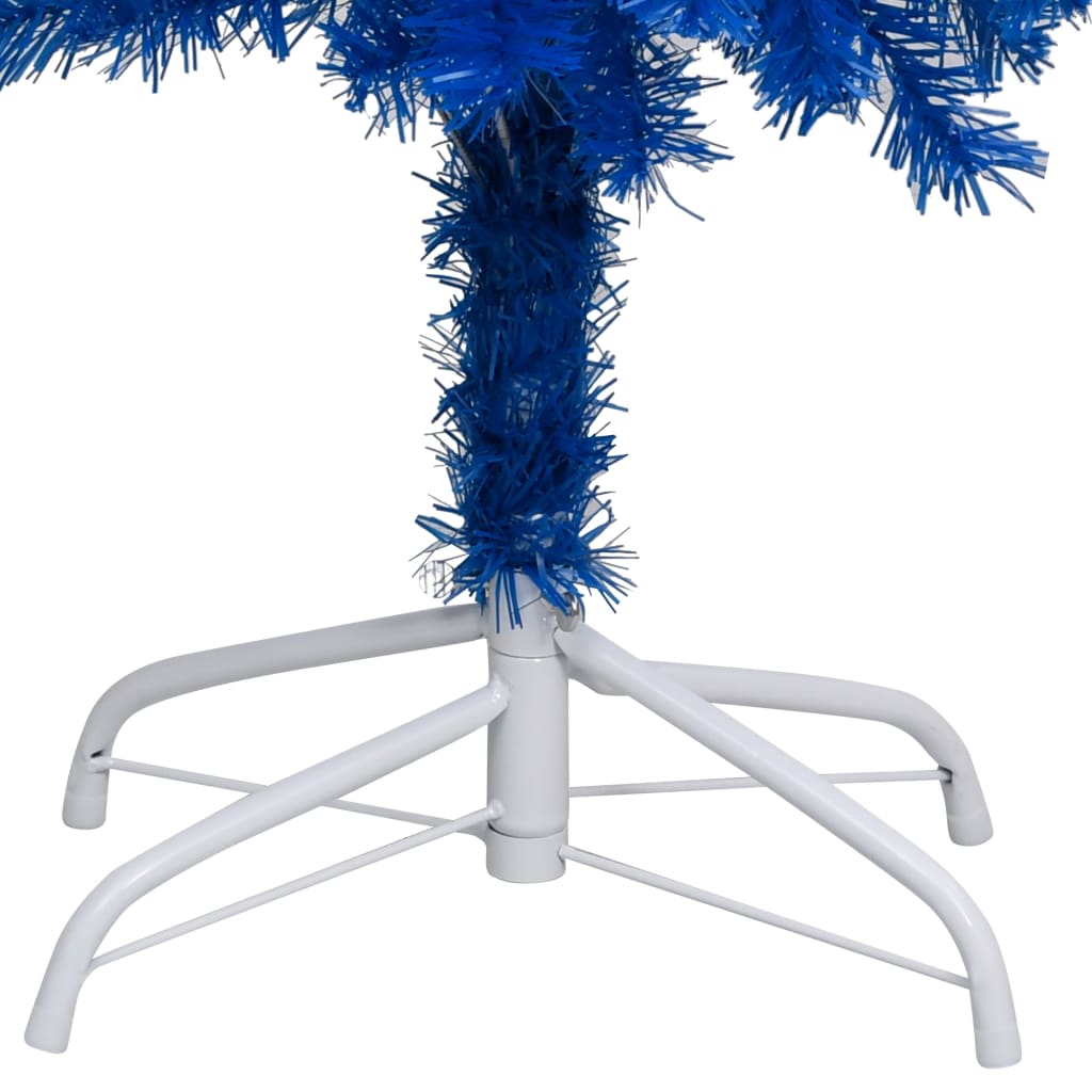 vidaXL kunstigt juletræ med lys og juletræsfod 180 cm PVC blå