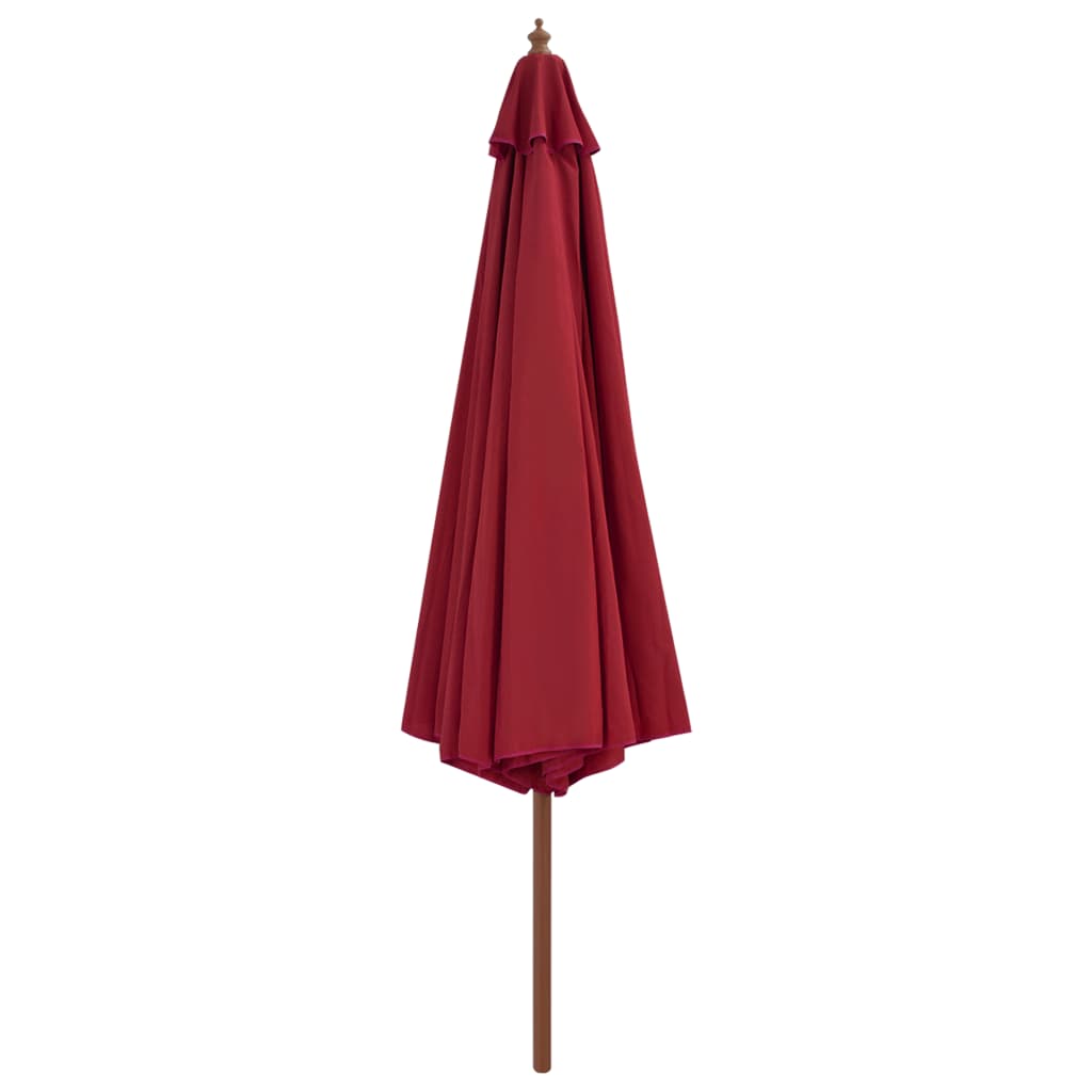 vidaXL udendørs parasol med træstang 350 cm bordeauxfarvet