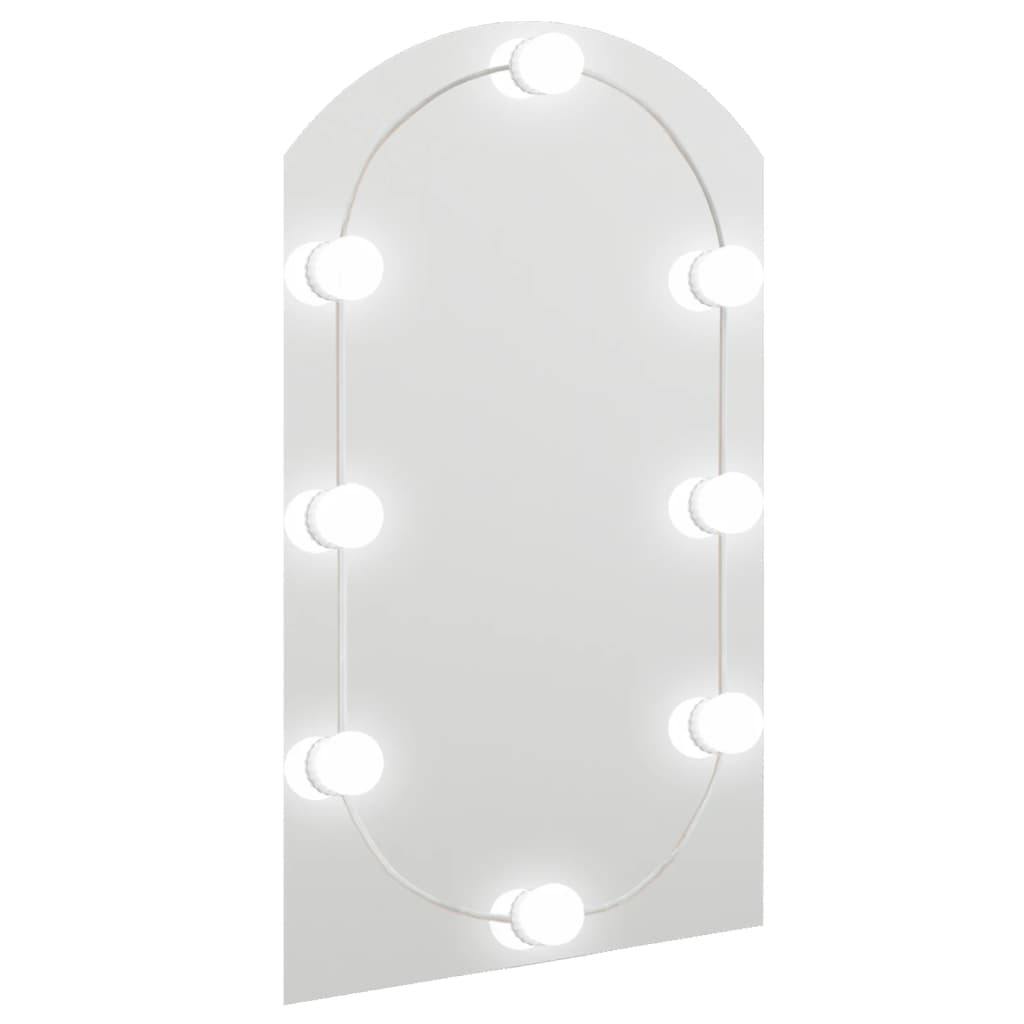vidaXL spejl med LED-lamper 70x40 cm buet glas