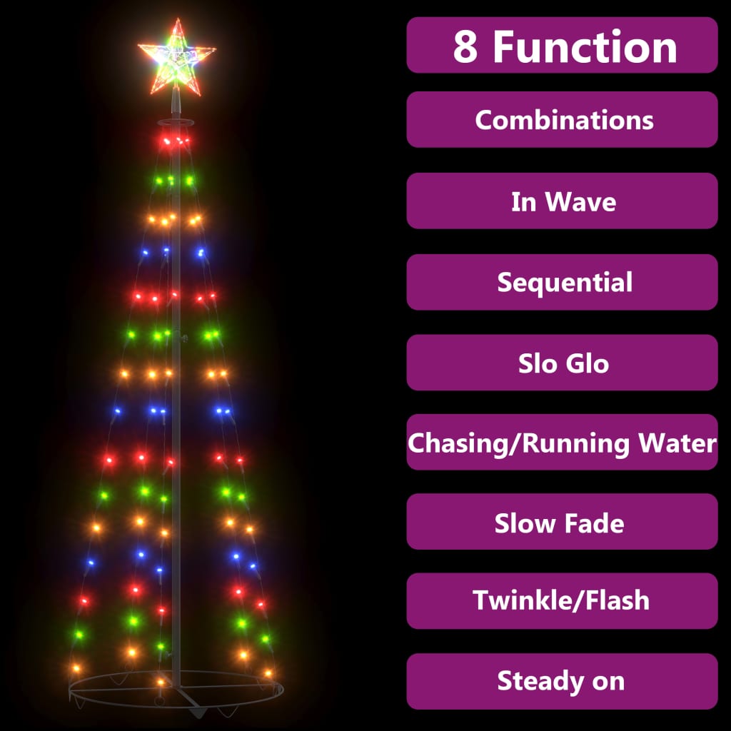 vidaXL kegleformet juletræ 84 LED'er 50x150 cm flerfarvet lys