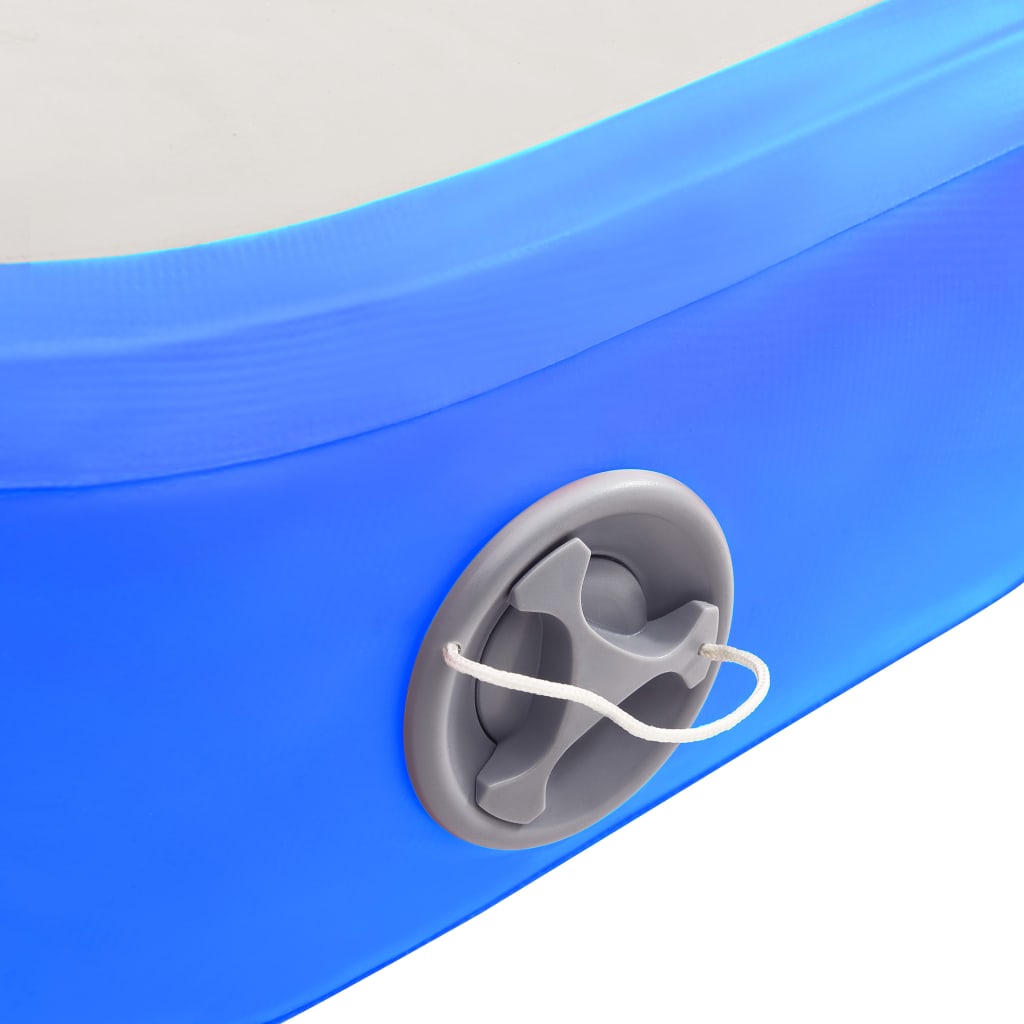 vidaXL oppustelig gymnastikmåtte m. pumpe 800x100x15 cm PVC blå