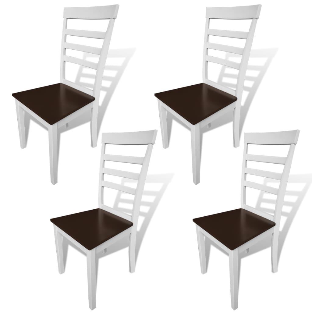 vidaXL spisebordsstole 4 stk. massivt træ og MDF hvid og brun