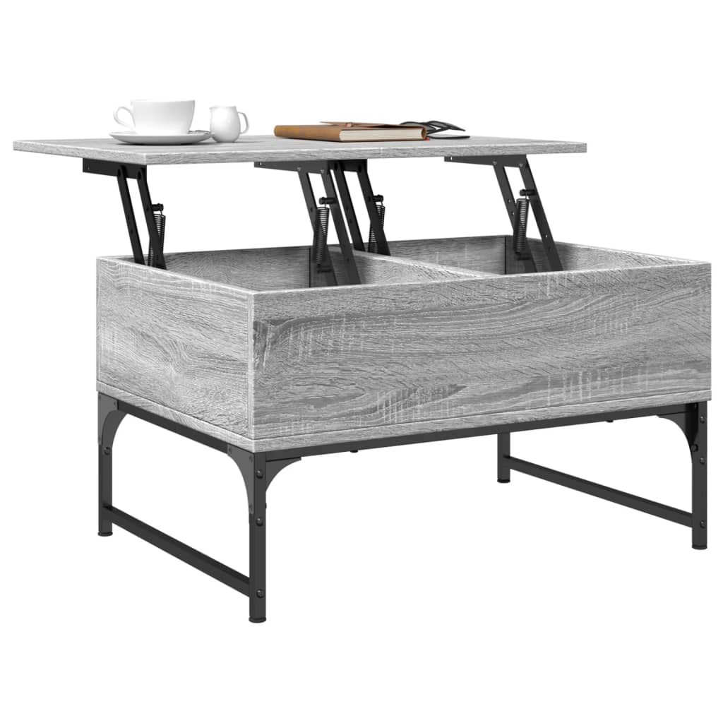 vidaXL sofabord 70x50x40 cm konstrueret træ og metal grå sonoma-eg