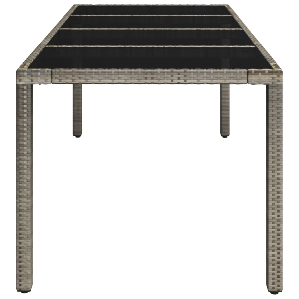 vidaXL havebord med glastop 190x90x75 cm polyrattan grå