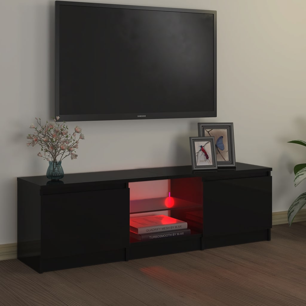 vidaXL tv-skab med LED-lys 120x30x35,5 cm sort