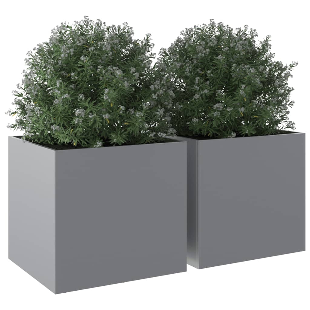 vidaXL plantekasser 2 stk. 49x47x46 cm galvaniseret stål sølvfarvet