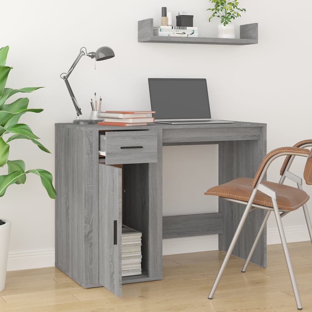 vidaXL skrivebord 100x49x75 cm konstrueret træ grå sonoma-eg