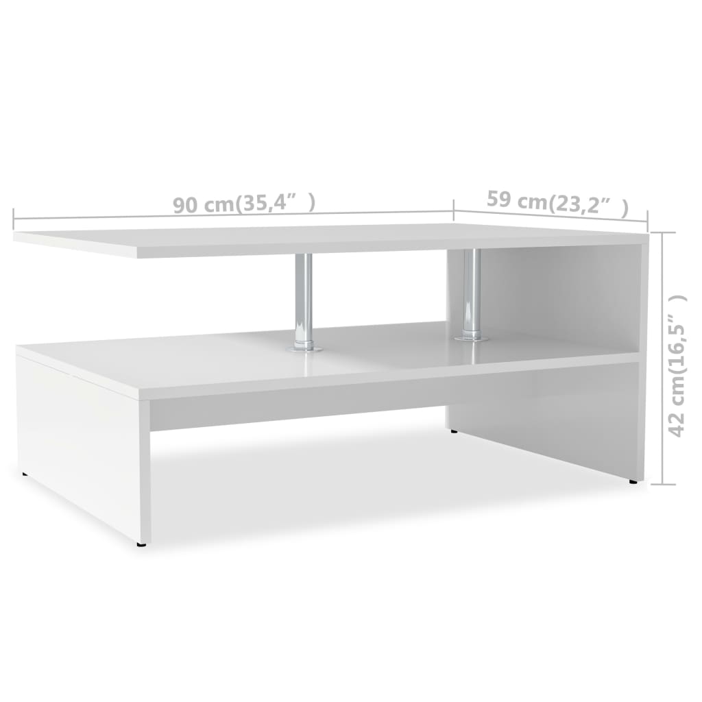 vidaXL sofabord spånplade 90 x 59 x 42 cm hvid