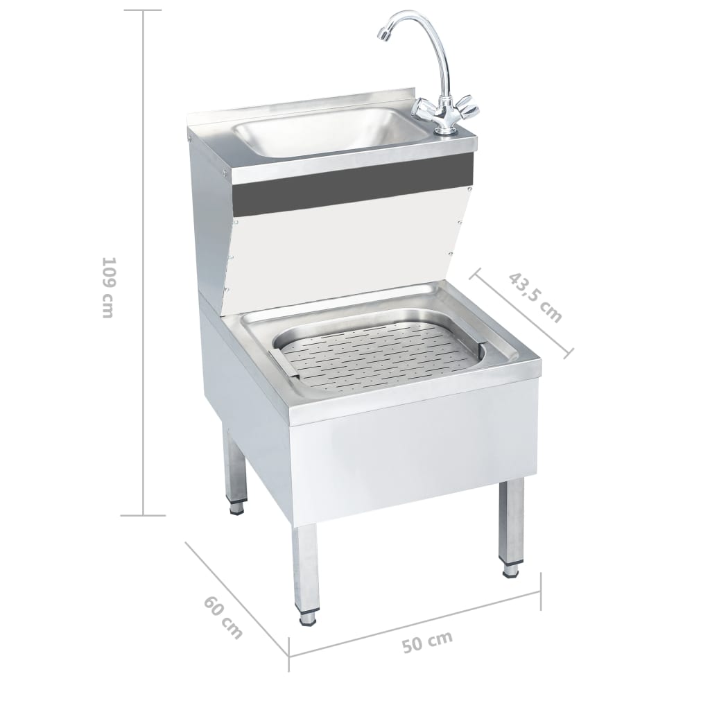 vidaXL kommerciel håndvask med vandhane fritstående rustfrit stål