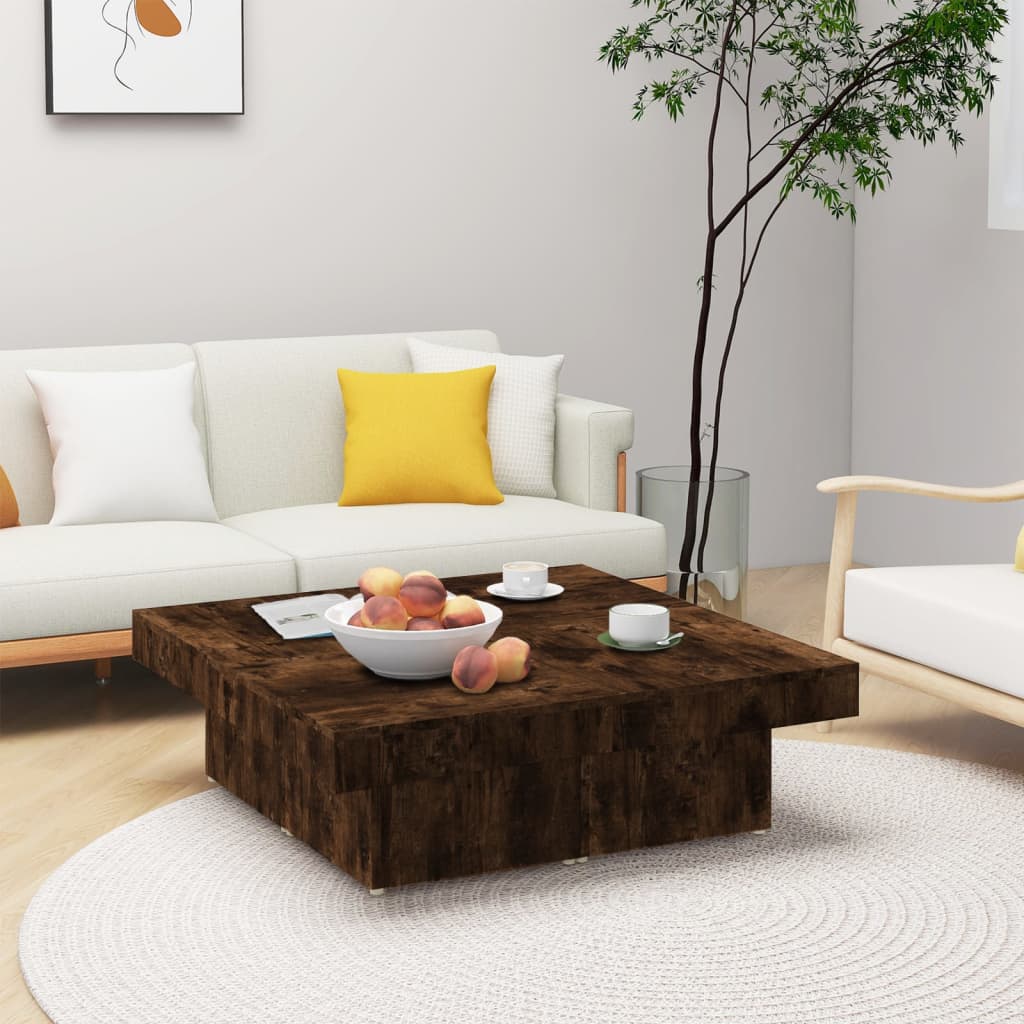 vidaXL sofabord 90x90x28 cm konstrueret træ røget egetræsfarve