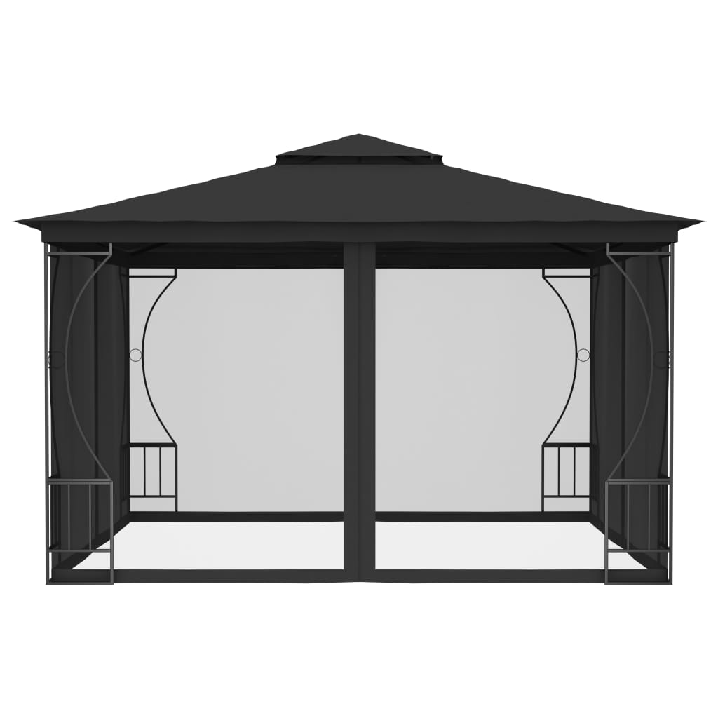 vidaXL pavillon med net 300x300x265 cm antracitgrå