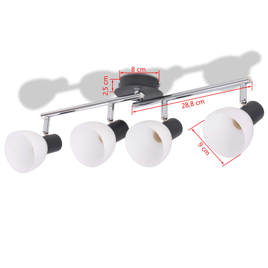 vidaXL loftslampe med 4 spotlys E14 sort