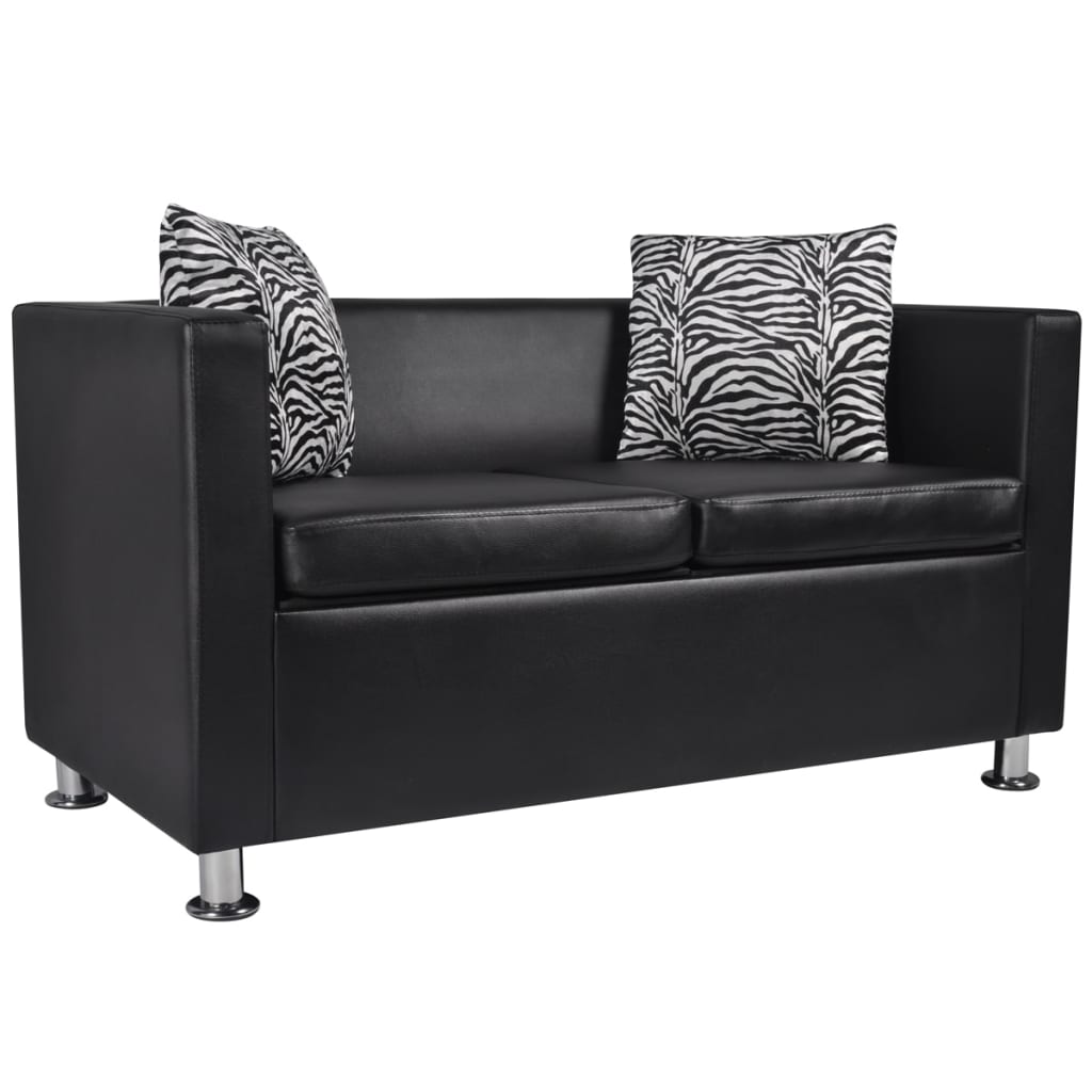 vidaXL sofa 2-pers. kunstlæder sort