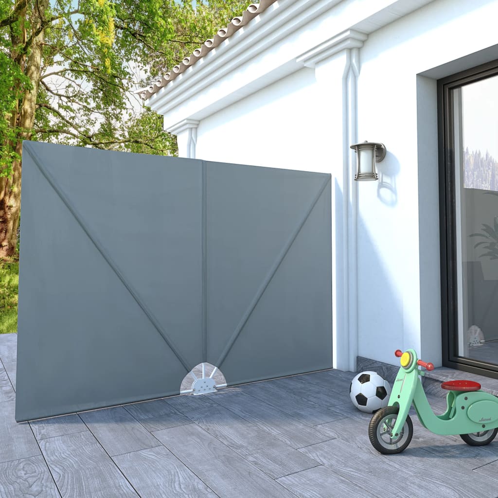 vidaXL sammenklappelig sidemarkise til terrasse grå 240 x 160 cm