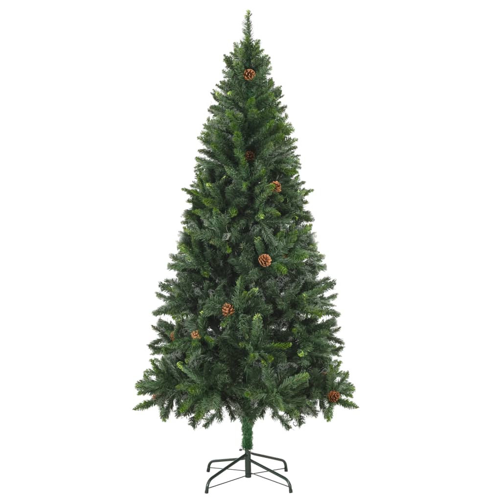 vidaXL juletræ med lys + julekugler og grankogler 180 cm