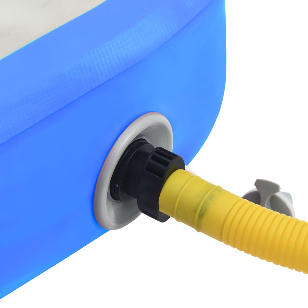 vidaXL oppustelig gymnastikmåtte med pumpe 200x200x10 cm PVC blå
