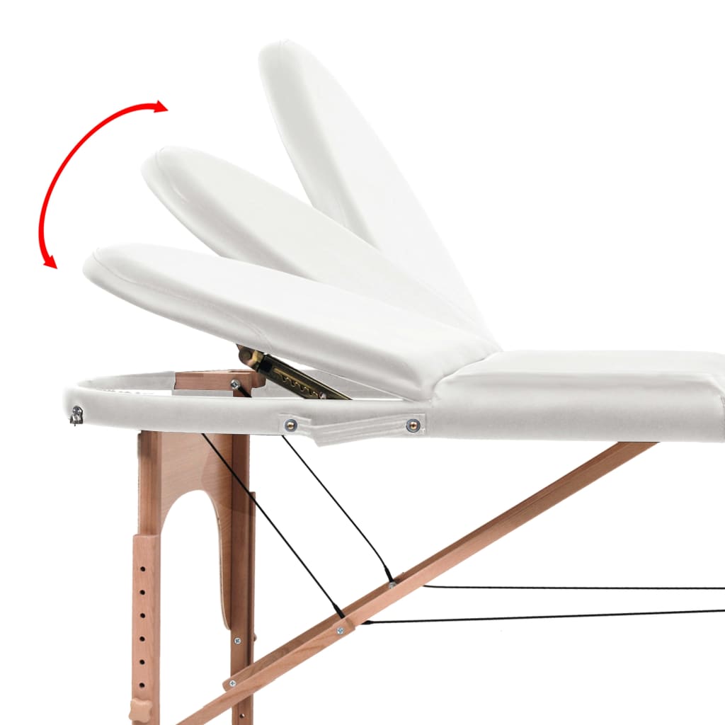 vidaXL foldbart massagebord m. 2 bolsterpuder 4 cm tyk oval hvid