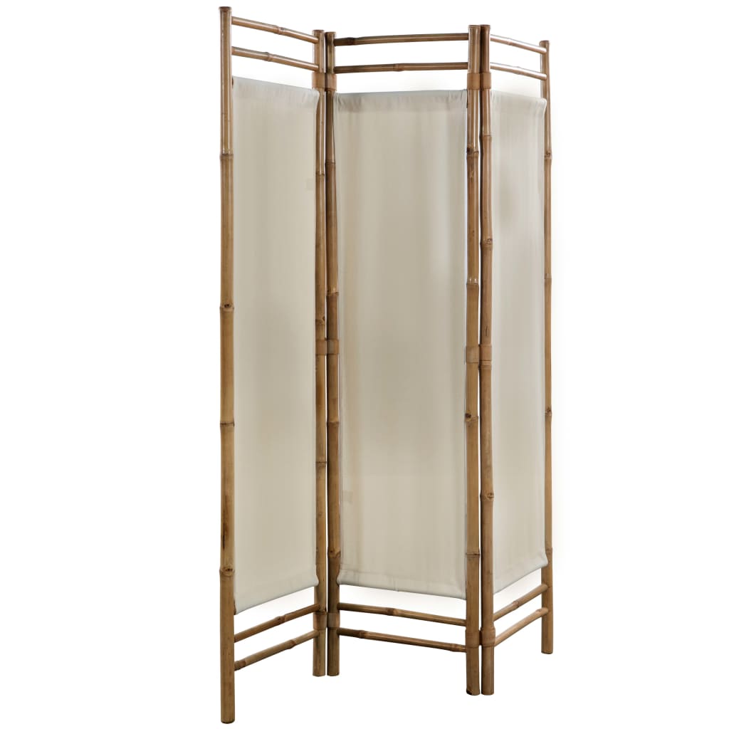 vidaXL foldbar 3-panels rumdeler bambus og kanvas 120 cm