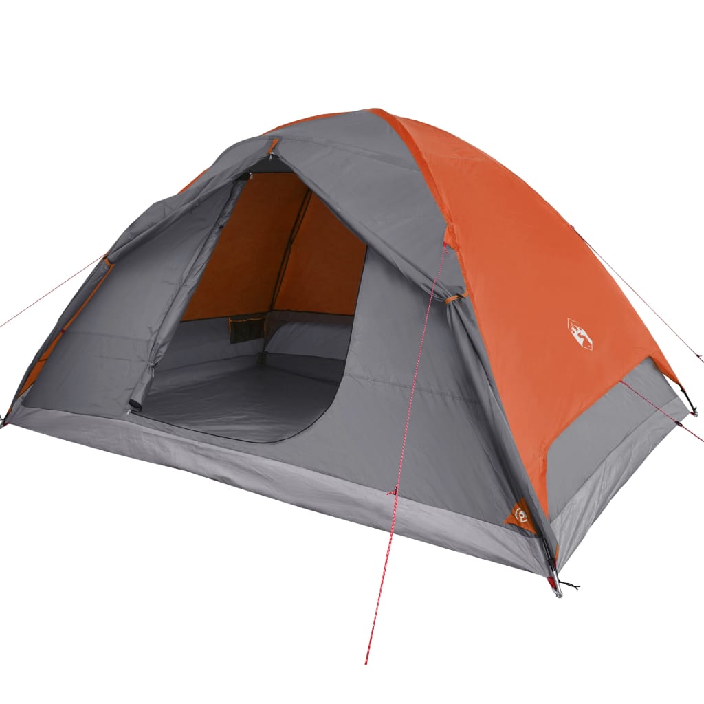 vidaXL 6-personers campingtelt vandtæt kuppel grå og orange