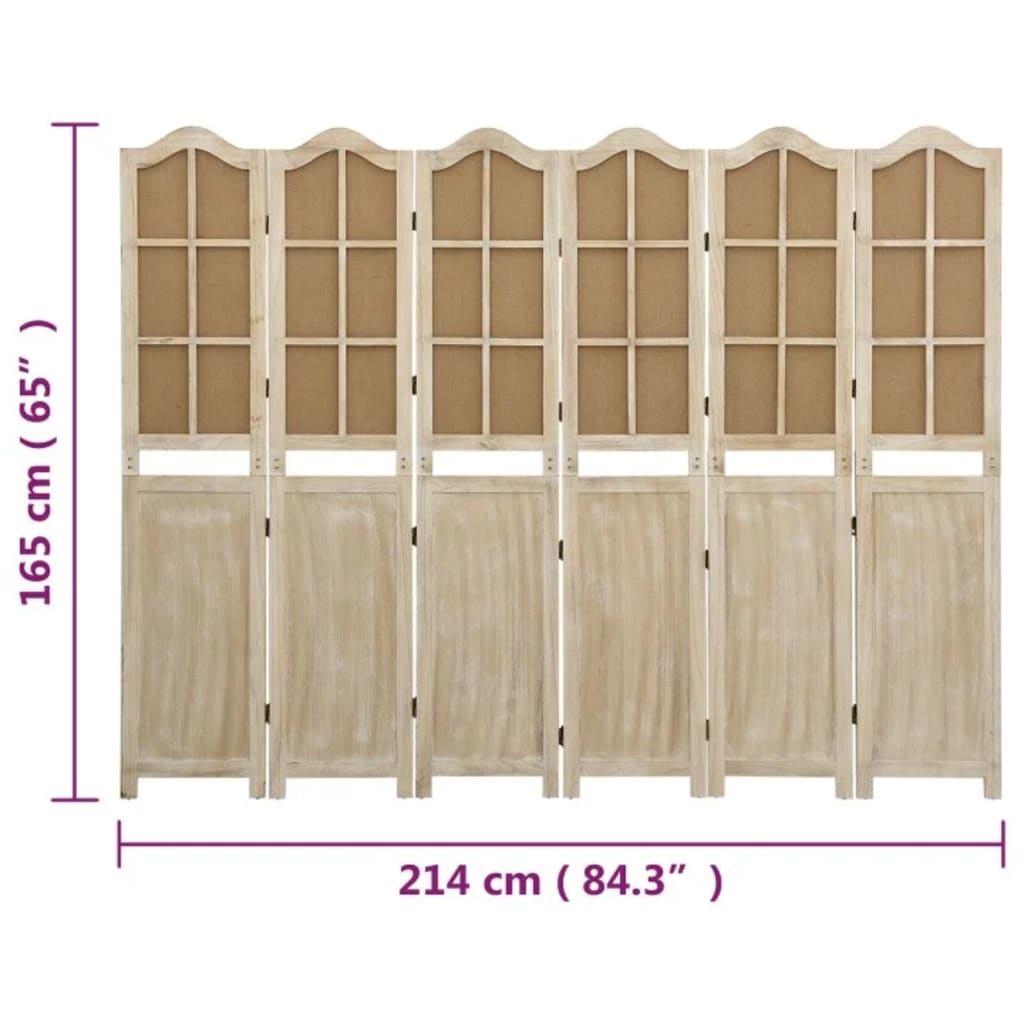 vidaXL 6-panels rumdeler 214x165 cm stof brun