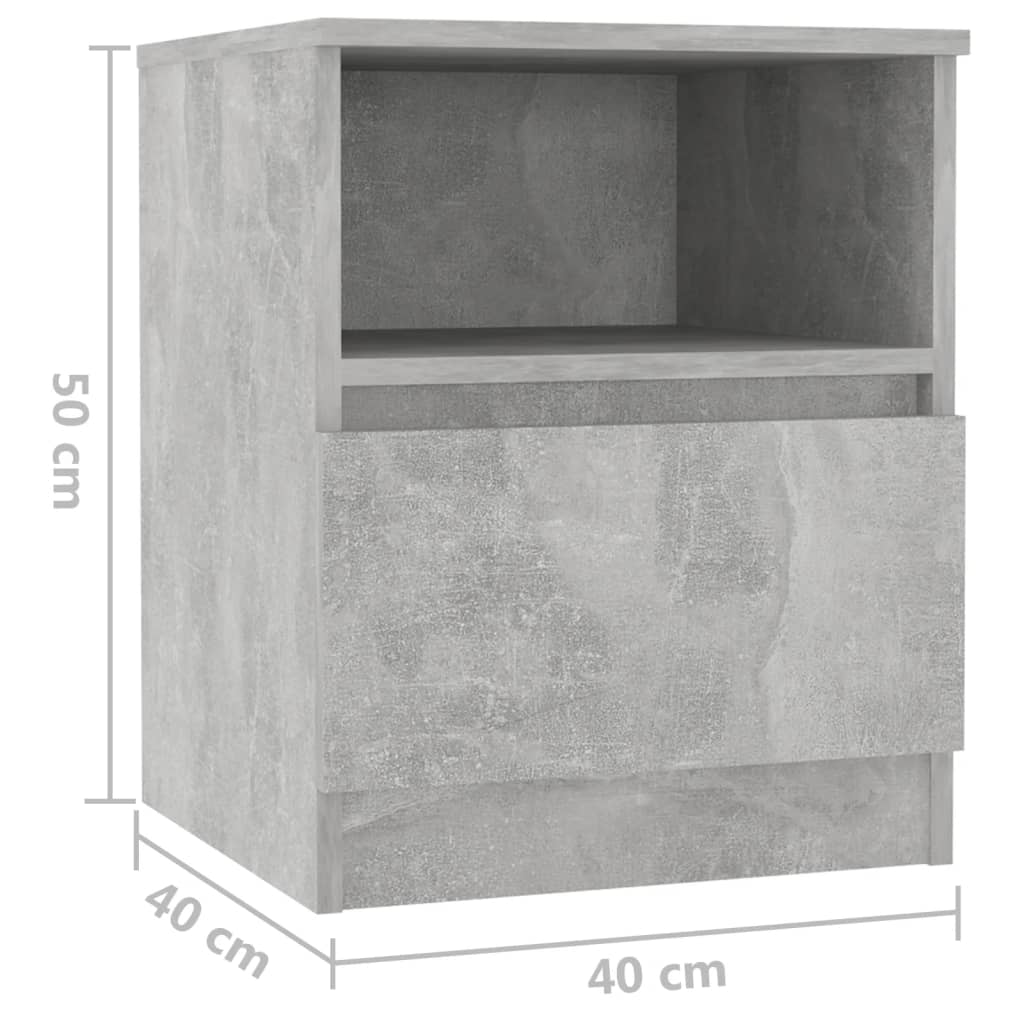 vidaXL sengeskab 40x40x50 cm spånplade betongrå