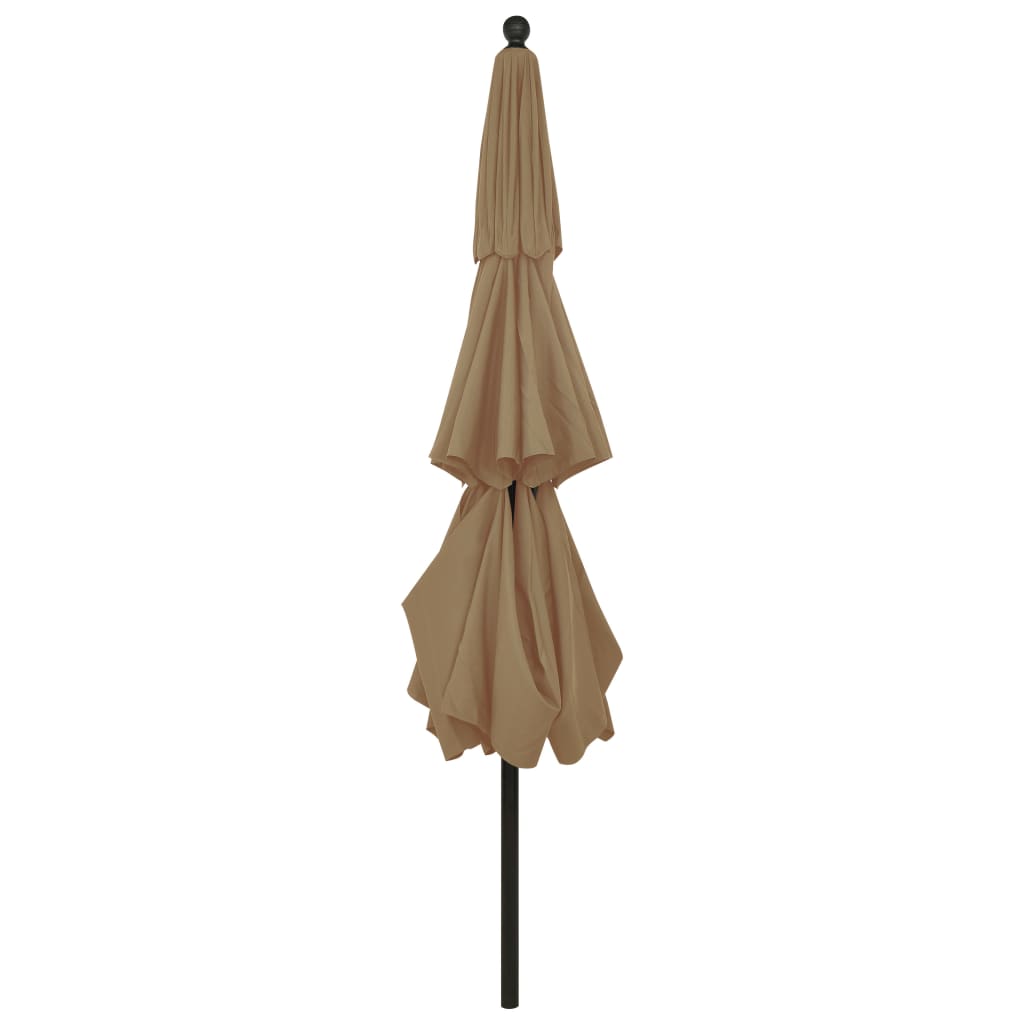 vidaXL parasol med aluminiumsstang i 3 niveauer 3,5 m gråbrun