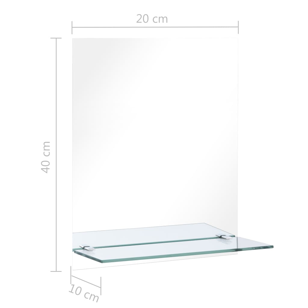 vidaXL vægspejl med hylde 20x40 cm hærdet glas