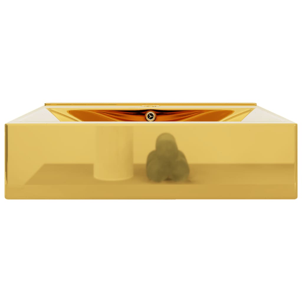 vidaXL håndvask med overløb 60x46x16 cm keramik guldfarvet