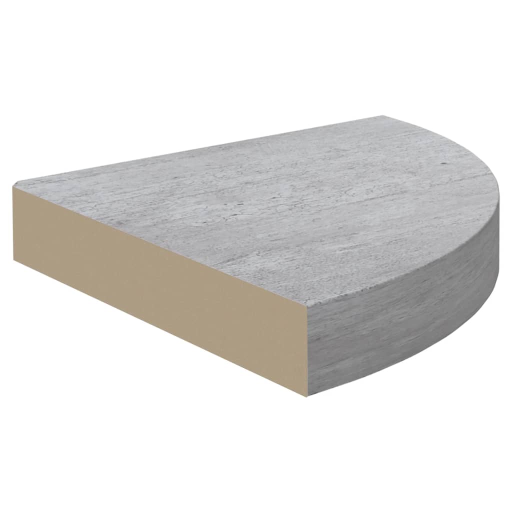 vidaXL hjørnehylde 25x25x3,8 cm MDF betongrå
