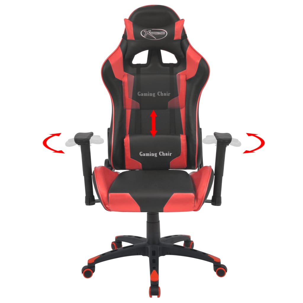 vidaXL racer-kontorstol med lænefunktion i rødt kunstlæder