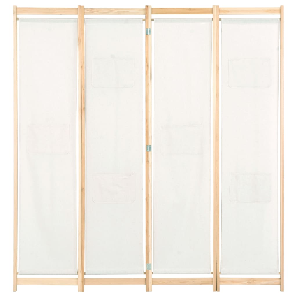 vidaXL 4-panels rumdeler 160 x 170 x 4 cm stof cremefarvet