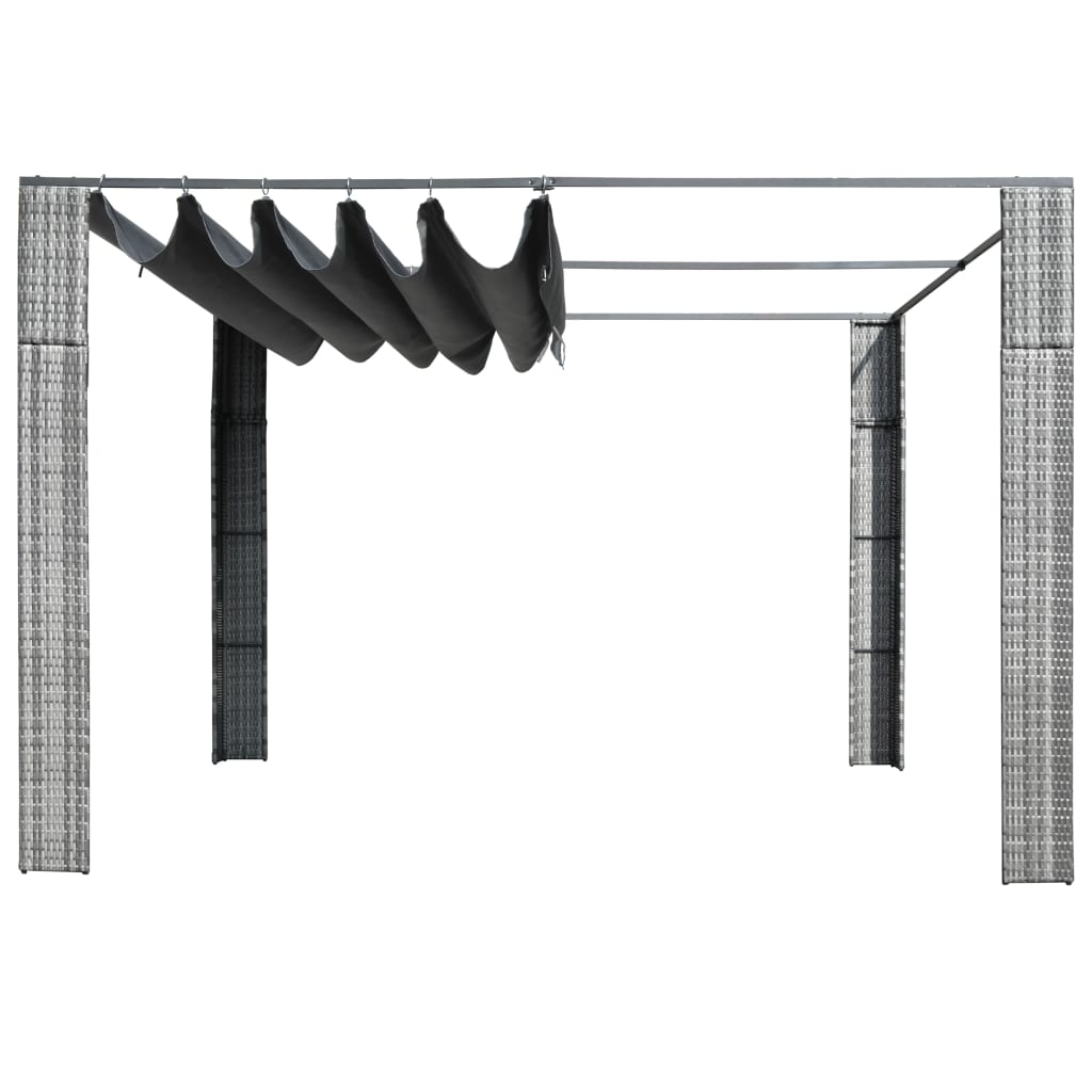 vidaXL pavillon med tag polyrattan 300x300x200 cm grå antracitgrå
