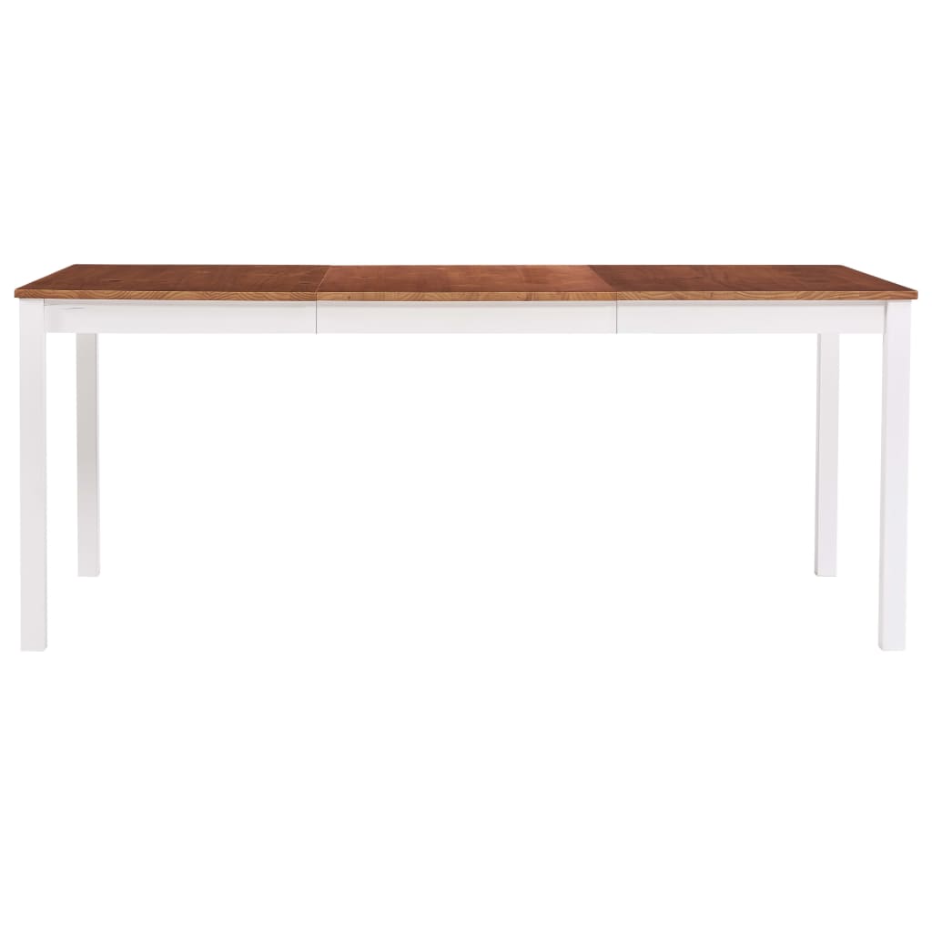 vidaXL spisebord 180 x 90 x 73 cm fyrretræ hvid og brun