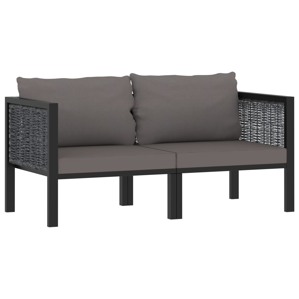 vidaXL 2-personers sofa med hynder polyrattan antracitgrå