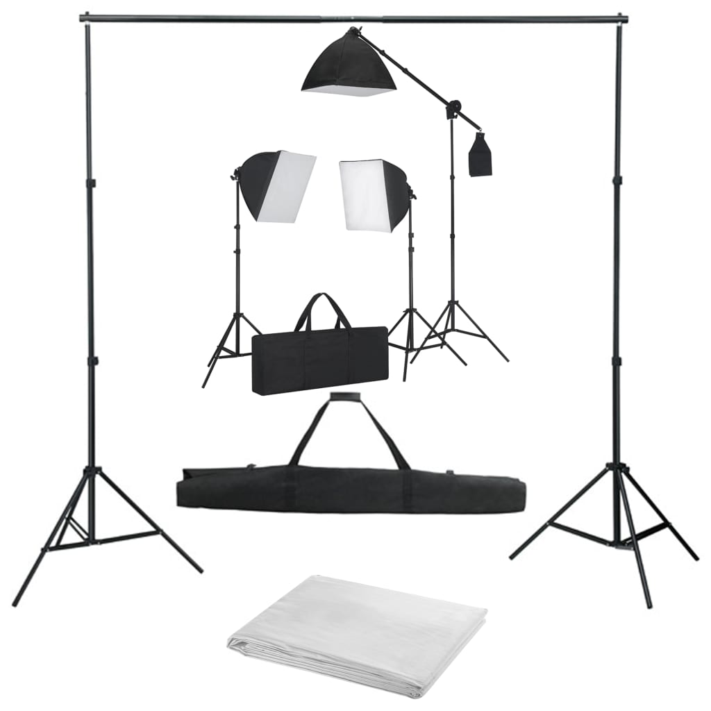 vidaXL fotostudiesæt med softbox-lamper og baggrund