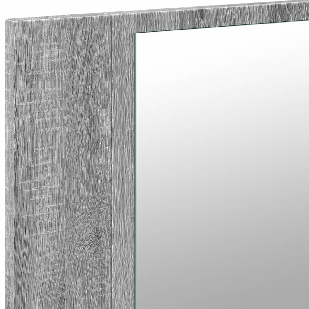 vidaXL skab med spejl og LED-lys 80x12x45 cm akryl grå sonoma-eg
