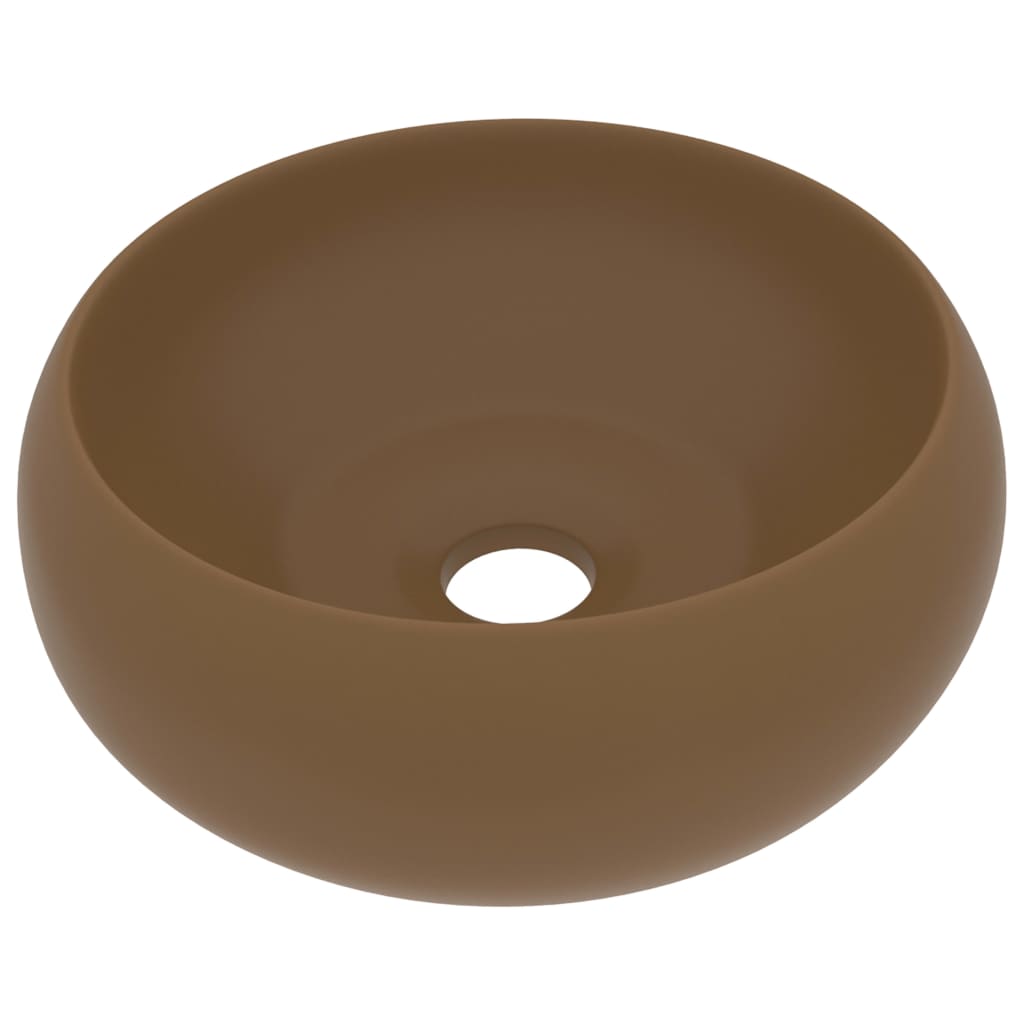 vidaXL luksuriøs håndvask 40x15 cm rund keramik mat cremefarvet