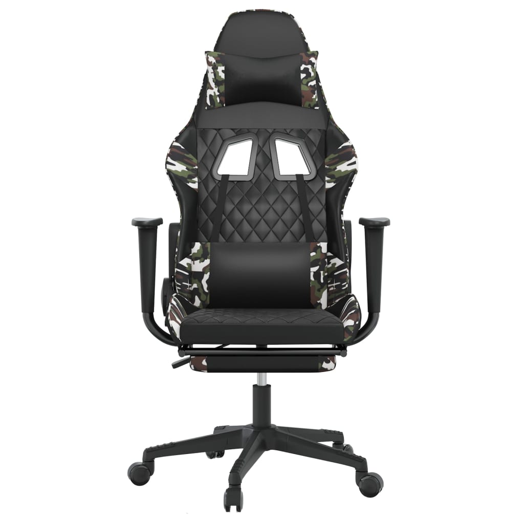 vidaXL gamingstol med fodstøtte kunstlæder sort og camouflage
