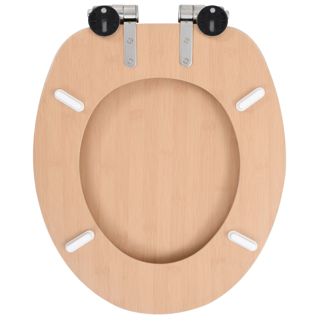 vidaXL toiletsæde med soft close-låg MDF bambusdesign