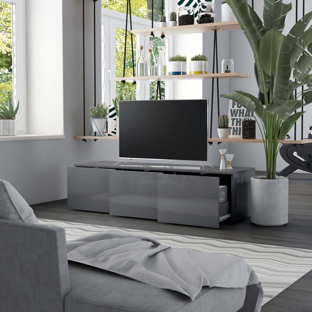 vidaXL tv-skab 120x34x30 cm spånplade grå højglans